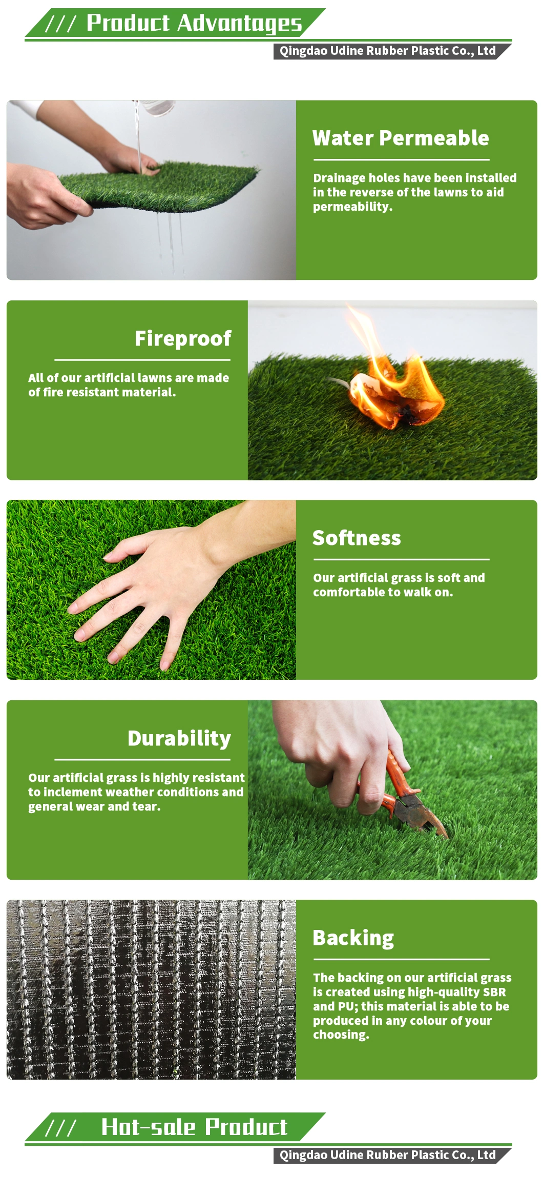 20mm 25mm 30mm 35mm 40mm 45mm Fire Resistant Durable Material Artificial Leisure Grass for Landscape Turf